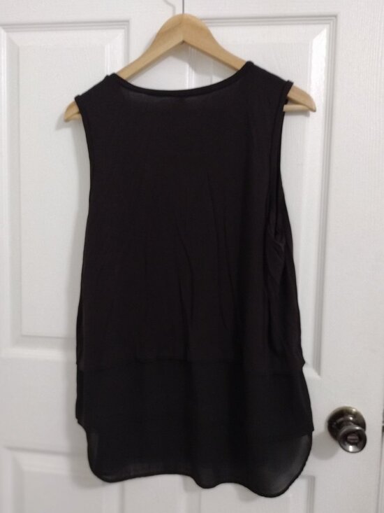 Michael Kors Sleeveless Layered Blouse Black Size XL Stretch Top - Picture 8 of 8